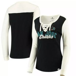 Women's San Jose Sharks Lace Up LS Tee, brand new